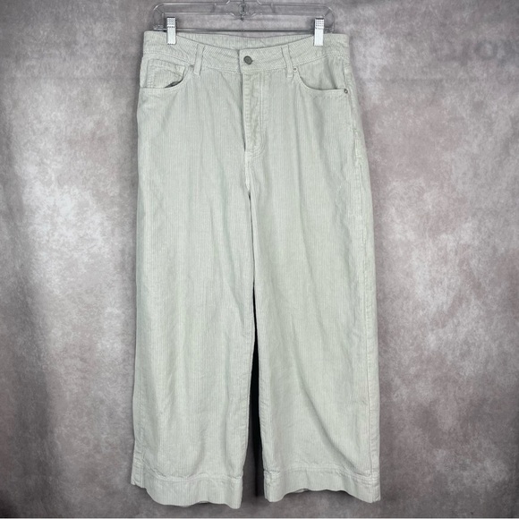 Wrap London Wide-Leg Cord Cotton & Linen Trousers In Ice Gray Size US 8 - Picture 2 of 8